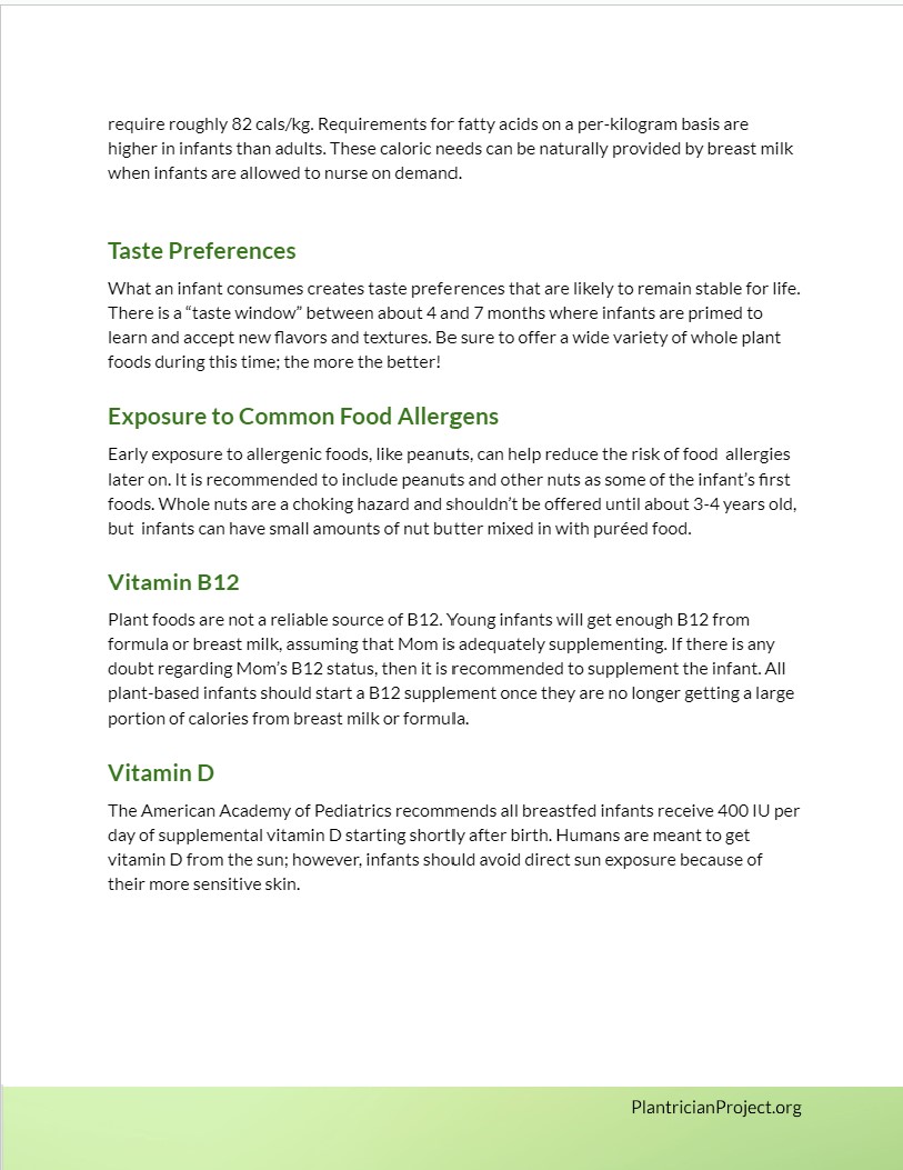 Infants and Children- Plant-Based Nutrition Fact Sheet - Plantrician ...